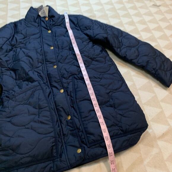 J. CREW Quilted Cocoon Puffer with PrimaLoft® Navy Long Pockets Small - Picture 12 of 13